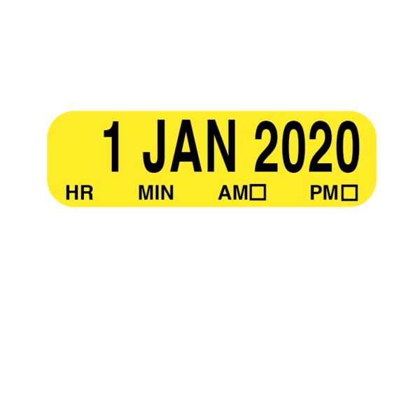 Date Labels-50/Day 1/2" x 1-1/2" Sheeted Yellow w/Black